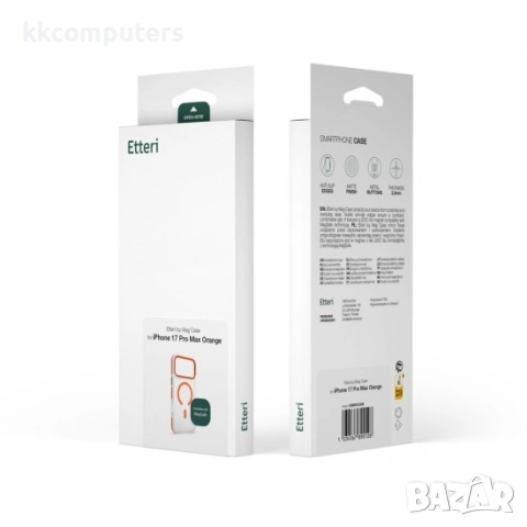 Кейс Etteri Icy Mag case, За iPhone 17 Pro Max (6.9), Оранжев и Протектор, снимка 7 - Калъфи, кейсове - 54203467