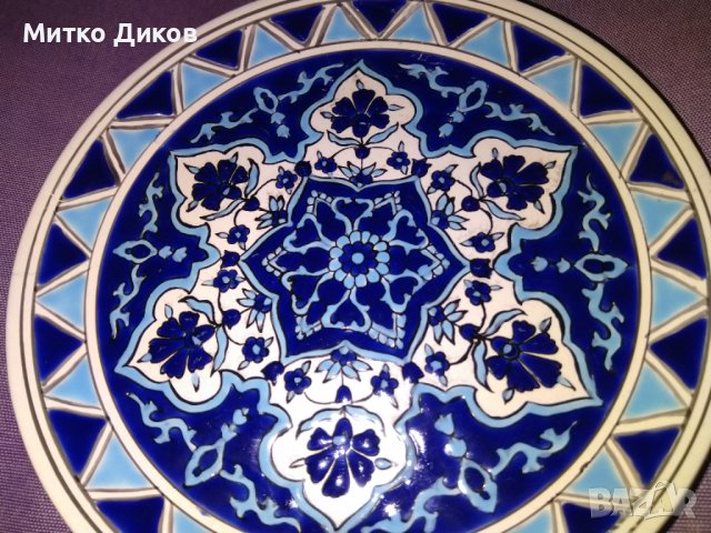 Порцеланова чиния за стена ръчно правена Родос Гърция фи 180мм, снимка 2 - Декорация за дома - 38139318