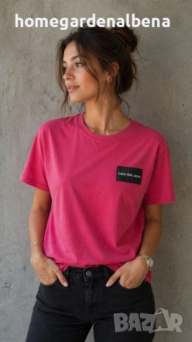 Дамска тениска Памук СК с лого Черно Бяло Розово Циклама S-XL