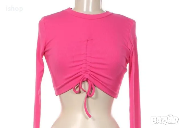 Къса Цикламена Блуза, снимка 2 - Блузи с дълъг ръкав и пуловери - 48013147