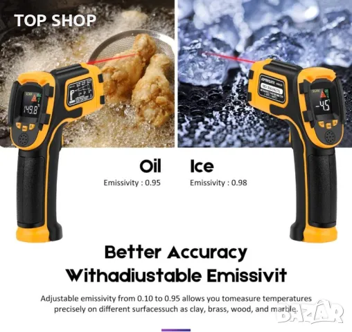 Инфрачервен лазерен термометър 600 градуса SOVARCATE HS960D, снимка 3 - Друга електроника - 49146210