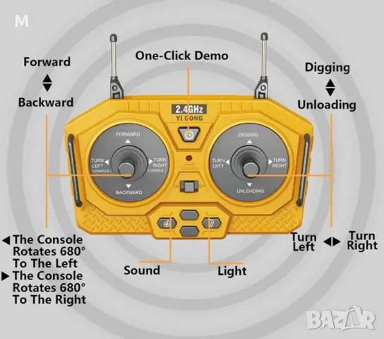 БАГЕР RC играчка🕹️ 1:20 2.4GHz Метална лопата!, снимка 7 - Електрически играчки - 50035207