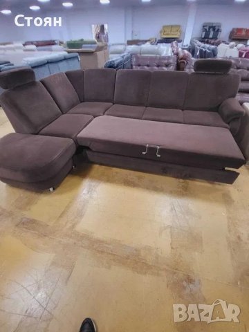 Кафяв ъглов диван от плат с функция сън "ZE-EM06001", снимка 9 - Дивани и мека мебел - 39970642