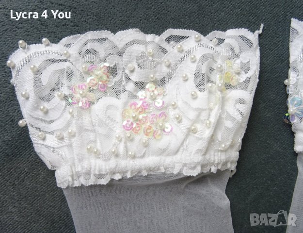 S снежнобели еротични чорапи с перли и пайети, снимка 5 - Бельо - 42515593