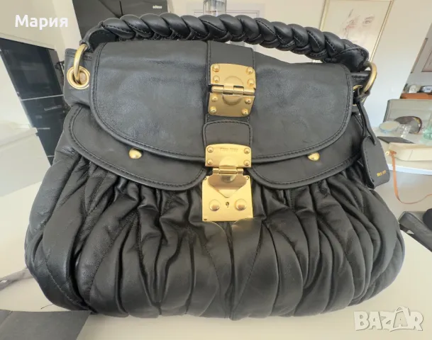 Красива дизайнерска “куфар/ Kofferbag“ чанта MiuMiu от естествена кожа черна. Нова , снимка 3 - Чанти - 49726432