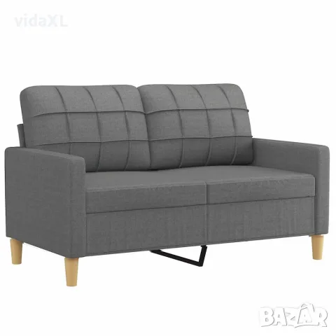 vidaXL 2-местен диван, Тъмносив, 120 см, плат