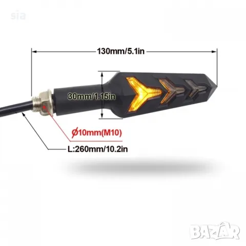 Мигачи за мотор, Мото светлини, оранжева светлина, 12V, 2бр, снимка 4 - Аксесоари и консумативи - 49052654