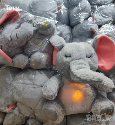 Дишащо слонче – Светеща, дишаща и музикална плюшена играчка за успокояване и релакс, снимка 4 - Плюшени играчки - 52589207