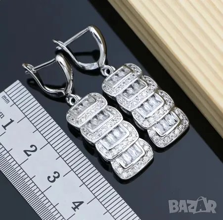 Сребърен комплект обици, пръстен и колие, снимка 3 - Бижутерийни комплекти - 47929972