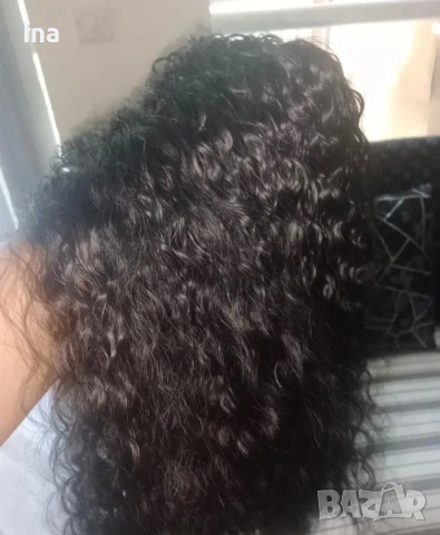 Черна къдрева перука с лента, снимка 4 - Аксесоари за коса - 53161109