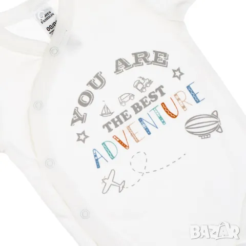 Бебешко боди от памук с къс ръкав, бяло с надпис You Are The Best Adventure S_1233503, снимка 2 - Бодита за бебе - 49897469