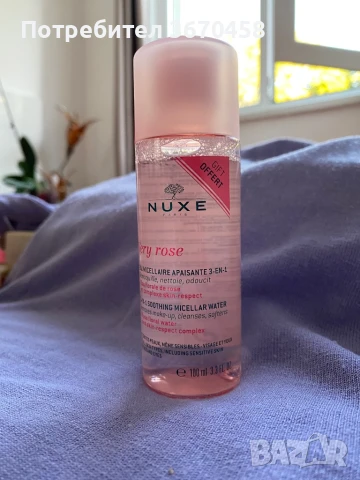 Нова НЕОТВАРЯНА мицеларна вода Nuxe Very Rose 3-in-1 Soothing Micellar Water 100 ml, снимка 3 - Козметика за лице - 51364147