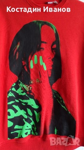 Billie Eilish H&M дамски суичър широк размер M Били Айлиш, снимка 2 - Суичъри - 51952118