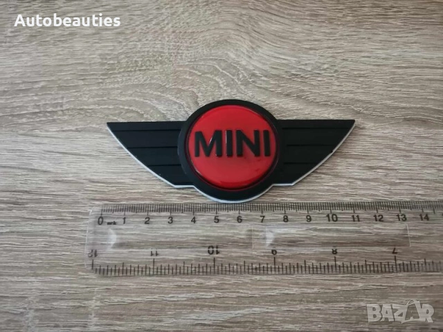 MINI Cooper емблема стар стил черно с червено , снимка 2 - Аксесоари и консумативи - 54158932