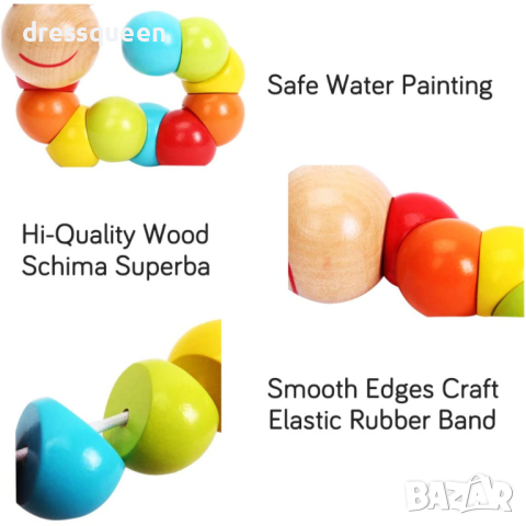 3590 Цветна дървена гъсеница – дървена играчка, снимка 7 - Други - 44793576