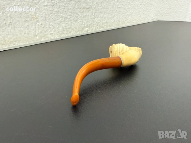 Ръчно резбована лула от морска пяна и кехлибар. №8056, снимка 9 - Антикварни и старинни предмети - 54037567