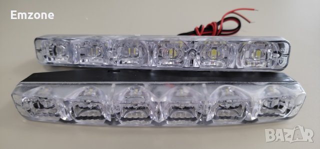 2 бр. Комплект 6 SMD LED DRL 12V Е4 Дневни Светлини Халогени Диодни, снимка 2 - Аксесоари и консумативи - 32932983