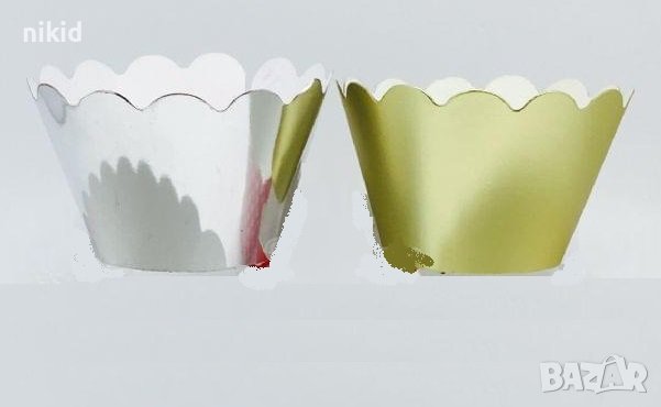 10 бр Златни сребърни декори мъфини кексчета декори декорация