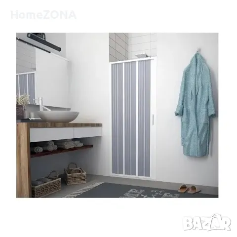 Параван за баня FLEX, хармоника, 80-100×185 см, обков PVC – бял