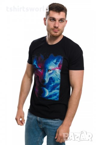 Нова мъжка тениска с дигитален печат Вълк, GALAXY WOLF, Серия вълци, снимка 7 - Тениски - 29040524
