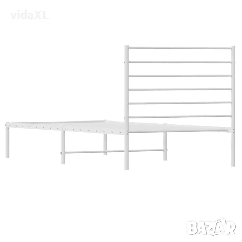 vidaXL Метална рамка за легло, без матрак, с табла, бяла, 75x190 см, снимка 8 - Спални и легла - 56147210