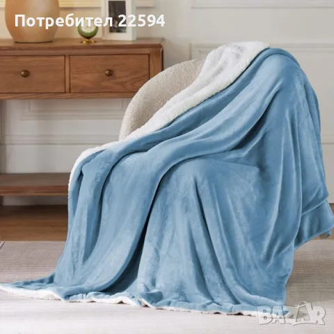 BEDSURE поларено одеяло , дебело одеяло за диван – Светлосин 150 x 200 cm