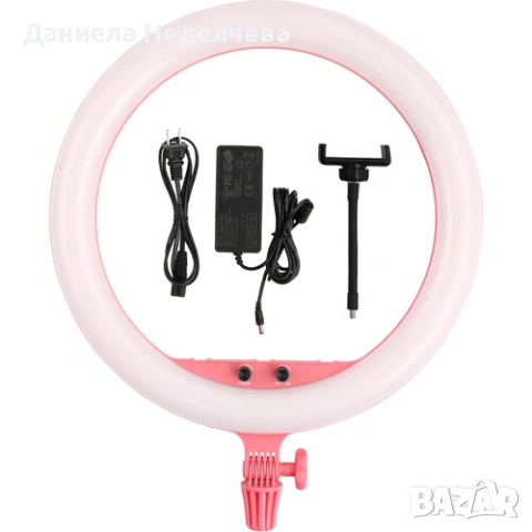 Розова LED ринг светлина Godox LR150 PINK Ring LED Light, снимка 7 - Чанти, стативи, аксесоари - 53163802
