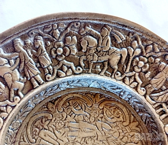 Антична месингова чинийка индо-персийски стил, снимка 3 - Други ценни предмети - 54113236