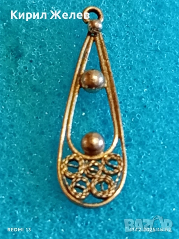 ВЪЗРОЖДЕНСКИ СТИЛ СРЕБЪРНА ВИСУЛКА ФИЛИГРАННА ИЗРАБОТКА с ГРАНУЛАЦИЯ 52428, снимка 3 - Колиета, медальони, синджири - 52737304