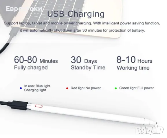 Стилус KECOW Touch Pen, универсален стилус с накрайник, снимка 4 - Селфи стикове, аксесоари - 48348336