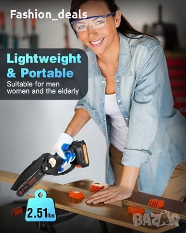 Нов Мини моторен трион с батерия и вериги за рязане дърва градина двор, снимка 3 - Градински инструменти - 42241461