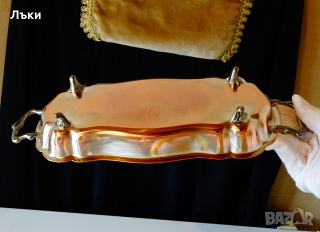 Барокова медна фруктиера,сребро,маркирана. , снимка 6 - Антикварни и старинни предмети - 30808975