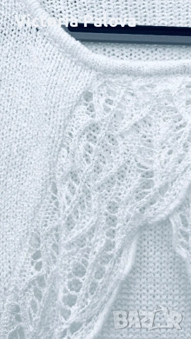 Памучна ажурна наметка с отворена предница - еластична плетка в бяло, снимка 3 - Корсети, бюстиета, топове - 53990702