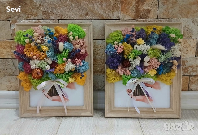 Букет в рамка със скандинавски мъх!, снимка 16 - Декорация за дома - 53449548