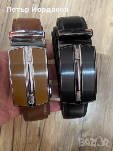 Мъжки кожени колани с автоматична катарама – комплект 2 броя, снимка 10 - Колани - 54080402