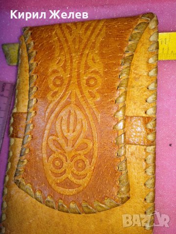 СТАР КОЖЕН КАЛЪФ За ОЧИЛА ЕСТЕСТВЕНА КОЖА КРАСИВА ОРНАМЕНТИКА КАЛЪФЧЕ РЪЧНА МАЙСТОРСКА РАБОТА 42897, снимка 2 - Други ценни предмети - 44222370