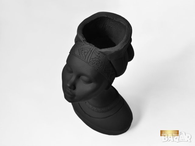 Кашпа с форма на глава на африканска жена / Подарък за дома / Кашпа за цветя и сукуленти, снимка 10 - Декорация за дома - 40521450