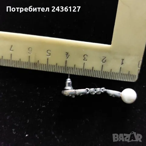 Комплект колие и обеци бели перли, снимка 3 - Колиета, медальони, синджири - 50042407