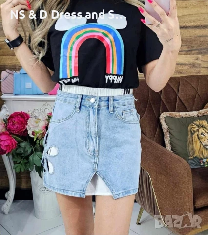 Дамска къса дънкова пола атрактивен модел 