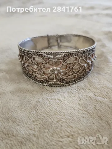 Старинна сребърна гривна филигран, снимка 3 - Гривни - 50015490