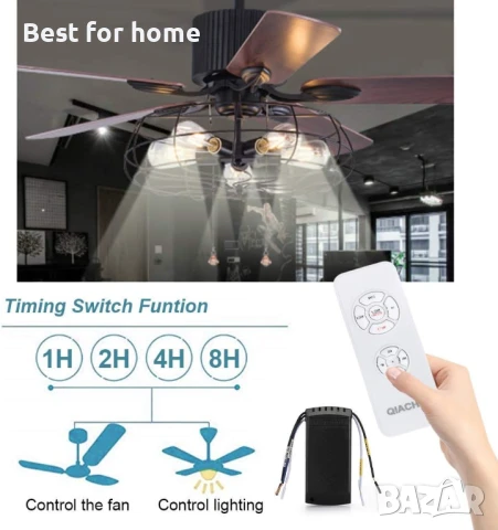QIACHIP Универсален комплект за безжично дистанционно управление за таванен вентилатор и осветление , снимка 2 - Друга електроника - 50698669