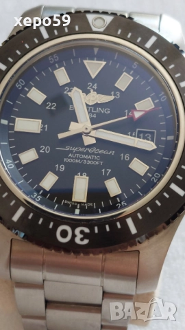 Оригинален Мъжки часовник Breitling Superocean 44 Automatic Blue Dial Men's Watch (Брайтлинг 44мм.), снимка 2 - Мъжки - 52217856