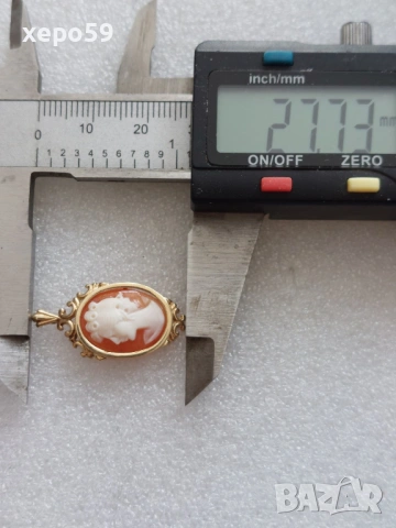 Три брошки камеи със златен обков-14 карата и 9 карата., снимка 16 - Колиета, медальони, синджири - 53074144