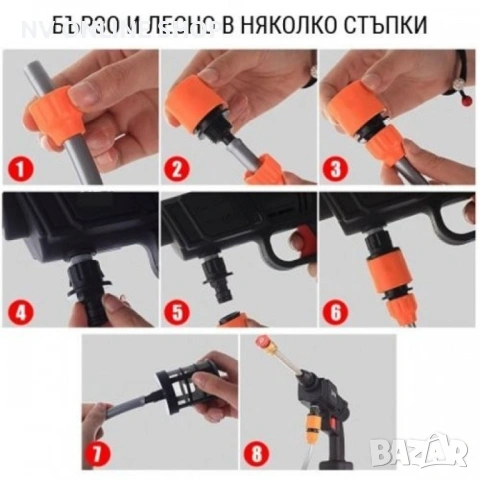 Акумулаторна Водоструйка 22 Бара, 1бр Батерия 48V 8Ah, Зарядно и Аксесоари в куфар - ПРОМОЦИЯ !!!, снимка 2 - Аксесоари и консумативи - 53180923