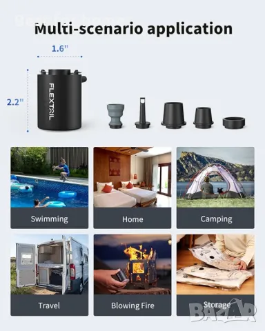  Акумулаторна  помпа за надуваем матрак и плувен пояс  FLEXTAILGEAR, снимка 4 - Надуваеми легла - 50105392