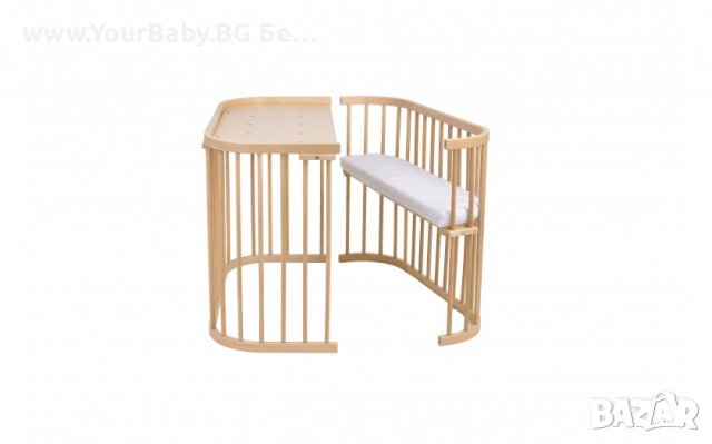Кошара за Бебе, Детско Легло Смарт 5в1 с Люлка и Матрак - Цвят Натурална, снимка 7 - Кошарки - 36822236