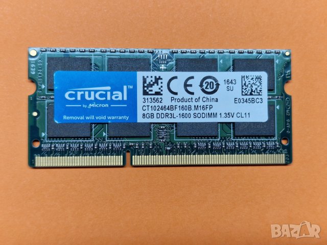 8GB DDR3L 1600Mhz Crucial Ram Рам Памет за лаптоп с гаранция!, снимка 1 - RAM памет - 40091934