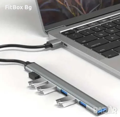 Ултра-Тънък Алуминиев USB 3.0 Хъб с 7 Порт, снимка 1