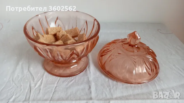 кристална захарница и ваза в бледо розово, снимка 4 - Сервизи - 50394293