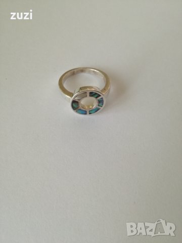 Сребърен пръстен с цветен седеф. Сребро проба 925., снимка 3 - Пръстени - 38993983
